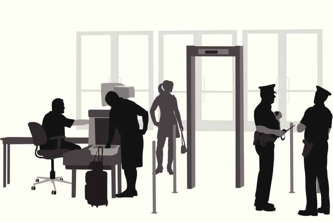 Illustration of an airport security checkpoint